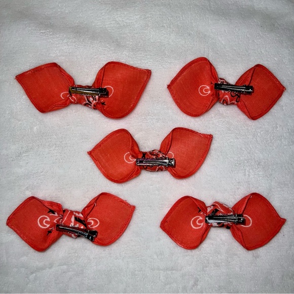 Coral Paisley Rockabilly Bandana Knotted Hair Bow - Picture 10 of 11